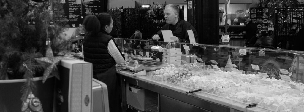 Borough market stall selling sweet treats